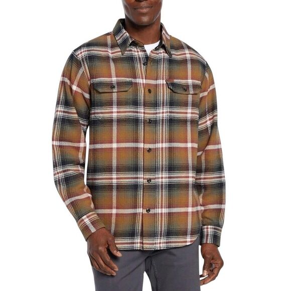 Orvis Mens Heavy Flannel Shirt Jacket Plaid Shacket Pockets Size XL Outdoor Work - Picture 1 of 11